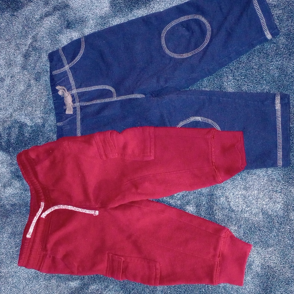 EUC 2 Piece Baby Boys Pants Lot Size 18M Blue Red Maroon